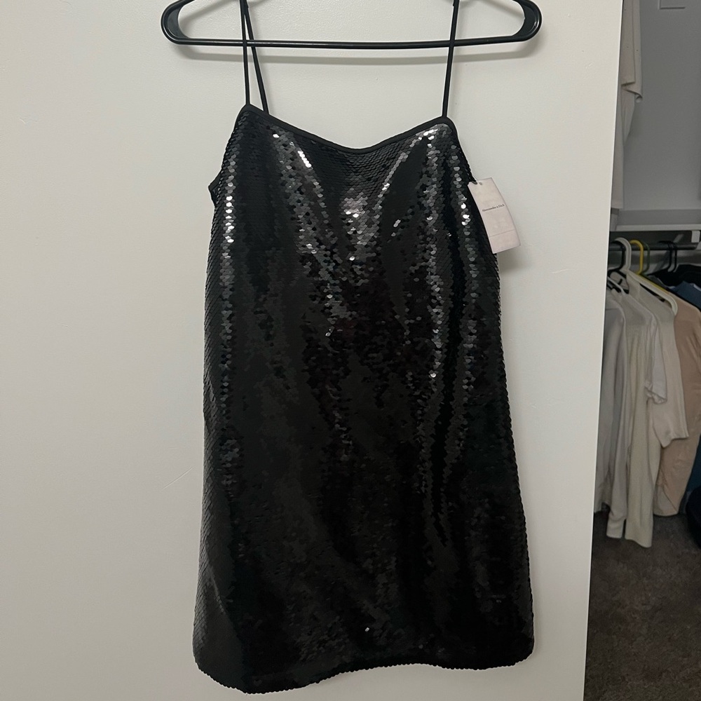 NWT A&F Black Sequin Mini Dress